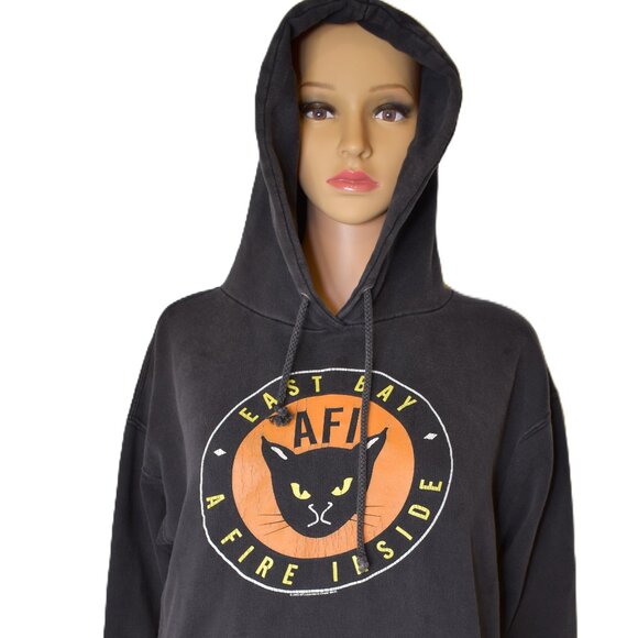 VTG AFI Band 2003 Black Cat Hoodie East Bay Hoodie Sz Small distressed - Picture 1 of 13